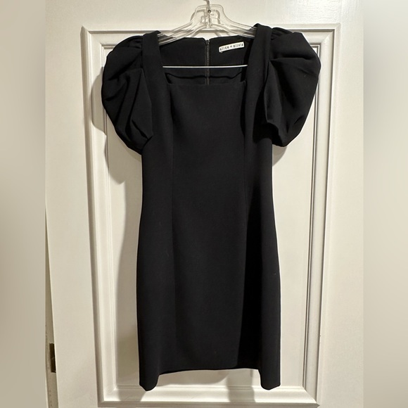 Alice and Olivia Rachel Puff Sleeve Mini Dress in Black Sz 2. - Picture 2 of 3